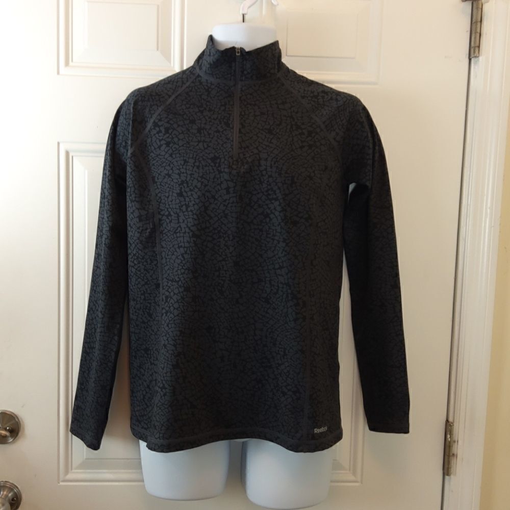 Reebok long sleeve charcoal gray shirt with zipper
